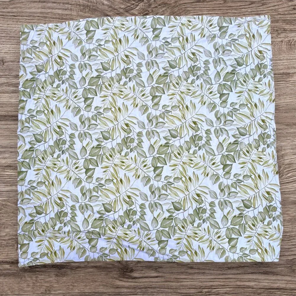 Pottery Barn Green Botanical Leaf Print Organic Cotton Duvet Cover Full/Queen